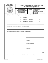 Form SS396 Application for Reservation of Trade Name Trademark or Service Mark - Louisiana, Page 2