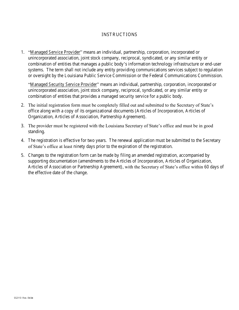 Form SS2113 Managed Service / Managed Security Service Providers - Louisiana, Page 5