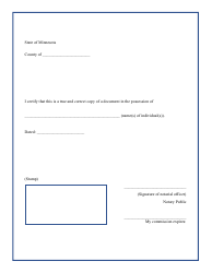 Document preview: Certificate of Notarial Act (Notarization) - Attestation of a Document - Minnesota