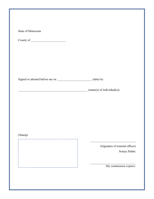 Certificate of Notarial Act (Notarization) - Attestation of a Signature - Minnesota Download Pdf