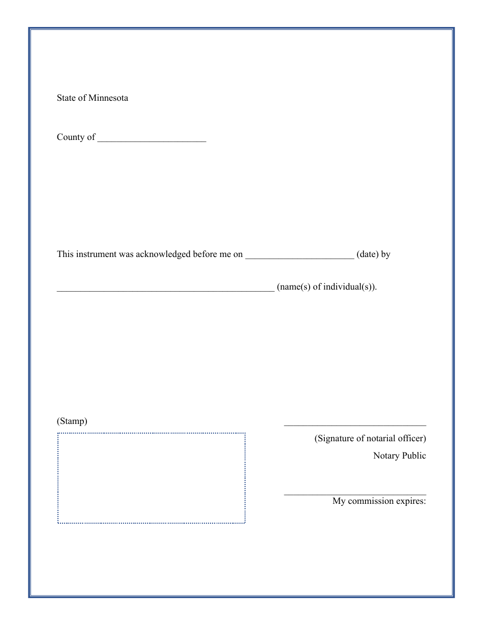 Minnesota Certificate of Notarial Act (Notarization) - Acknowledgment ...