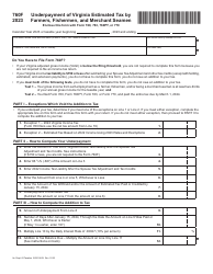 Document preview: Form 760F Underpayment of Virginia Estimated Tax by Farmers, Fishermen and Merchant Seamen - Virginia, 2023