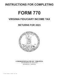 Document preview: Instructions for Form 770 Virginia Fiduciary Income Tax Return - Virginia, 2023