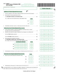 Document preview: Form 760-ADJ Schedule ADJ Virginia Schedule of Adjustments - Virginia, 2023