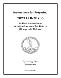 Document preview: Instructions for Form 765 Unified Nonresident Individual Income Tax Return (Composite Return) - Virginia