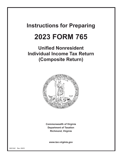 Instructions for Form 765 Unified Nonresident Individual Income Tax Return (Composite Return) - Virginia, 2023