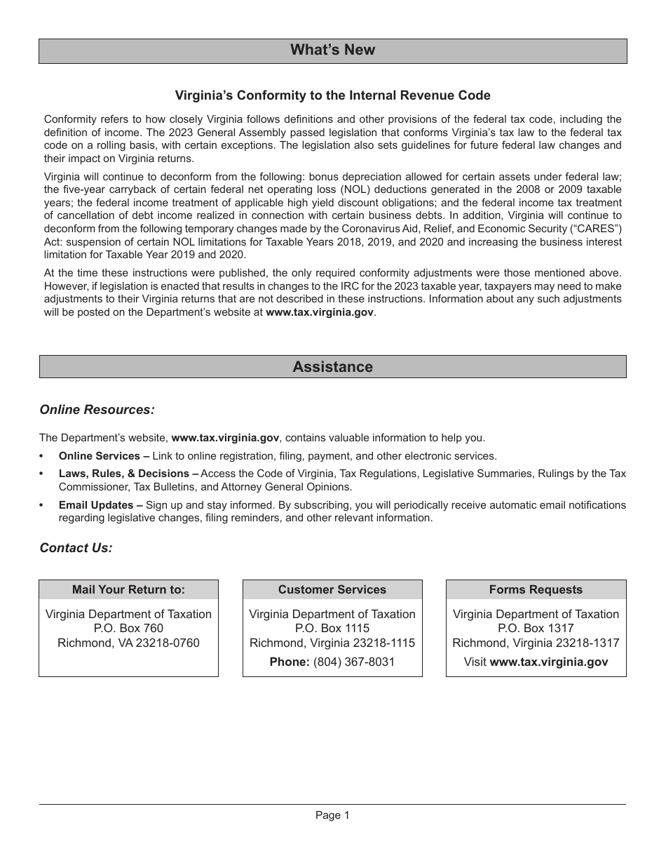 Instructions for Form 765 Unified Nonresident Individual Income Tax Return (Composite Return) - Virginia, Page 3