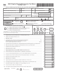 Document preview: Form 763 Virginia Nonresident Income Tax Return - Virginia, 2024