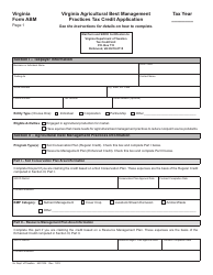 Form ABM Virginia Agricultural Best Management Practices Tax Credit Application - Virginia