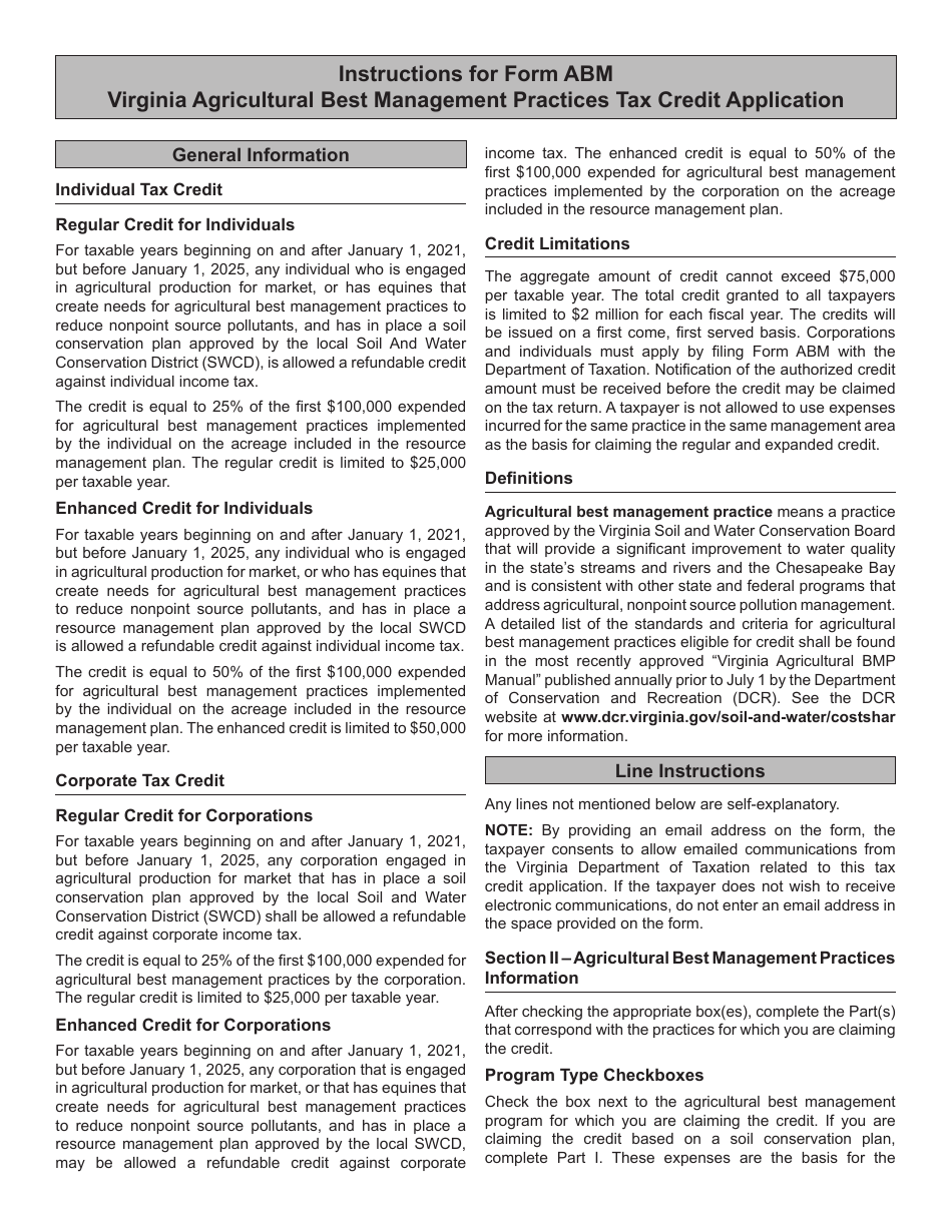 Form ABM Virginia Agricultural Best Management Practices Tax Credit Application - Virginia, Page 3