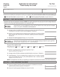 Form ITF Application for International Trade Facility Tax Credit - Virginia, Page 2