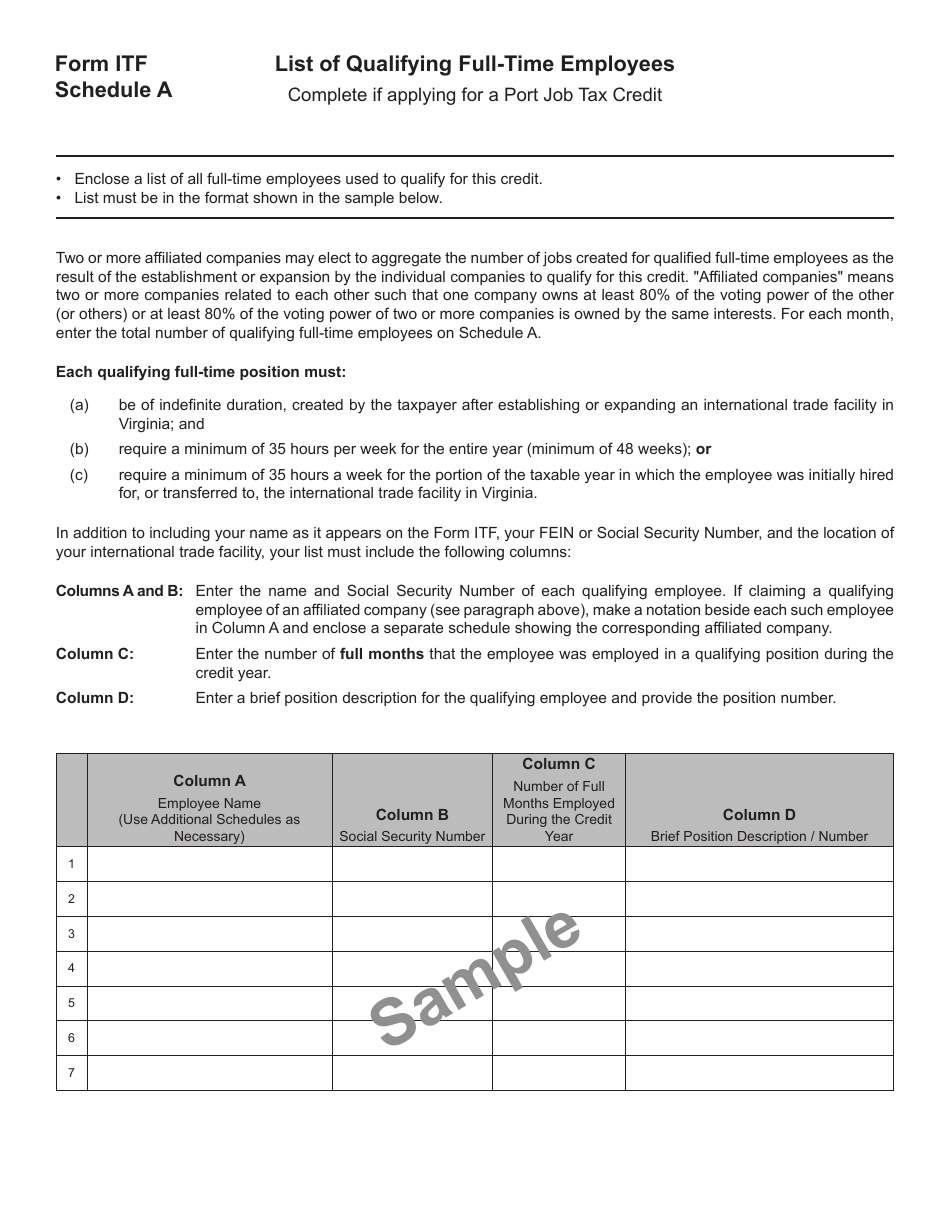 Form ITF Application for International Trade Facility Tax Credit - Virginia, Page 3
