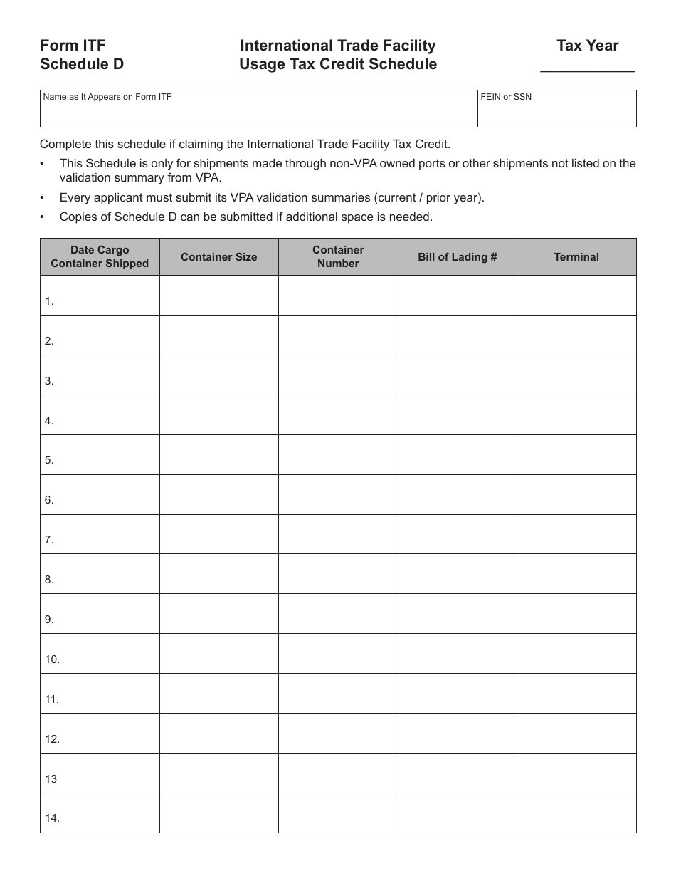 Form ITF Application for International Trade Facility Tax Credit - Virginia, Page 6