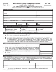 Form GJC Application for Green and Alternative Energy Job Creation Tax Credit - Virginia
