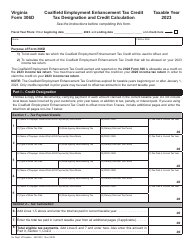 Document preview: Form 306D Coalfield Employment Enhancement Tax Credit Tax Designation and Credit Calculation - Virginia, 2023