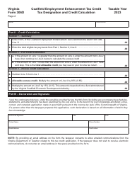 Form 306D Coalfield Employment Enhancement Tax Credit Tax Designation and Credit Calculation - Virginia, Page 2