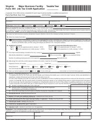 Form 304 Major Business Facility Job Tax Credit Application - Virginia