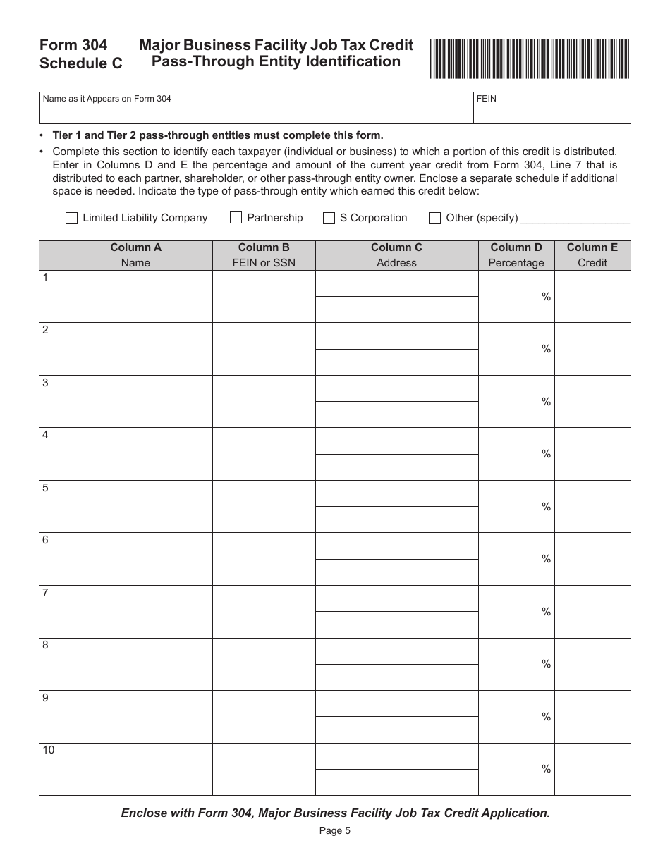 Form 304 Major Business Facility Job Tax Credit Application - Virginia, Page 5