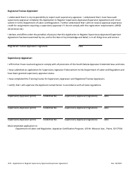 Application to Register Supervisory Appraiser/Supervisor Agreement - Appraiser Certification Program - South Dakota, Page 2
