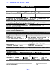 Form PL31 Alabama Site Visit Checklists &amp; Report - Alabama, Page 2