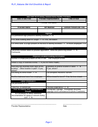 Form PL31 Alabama Site Visit Checklists &amp; Report - Alabama, Page 3