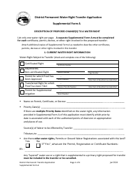 Document preview: Supplemental Form A District Permanent Water Right Transfer Application - Oregon