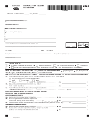 Maryland Form 500 (COM/RAD-001) Corporation Income Tax Return - Maryland