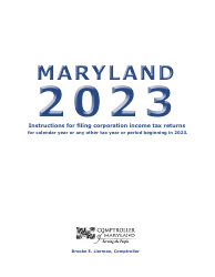 Document preview: Instructions for Maryland Form 500, COM/RAD-001 Corporation Income Tax Return - Maryland, 2023