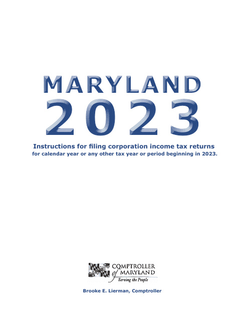 Instructions for Maryland Form 500, COM/RAD-001 Corporation Income Tax Return - Maryland, 2023