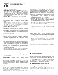 Instructions for Maryland Form 500, COM/RAD-001 Corporation Income Tax Return - Maryland, Page 5