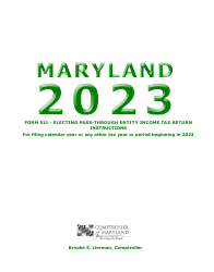 Instructions for Maryland Form 511, COM/RAD-069 Pass-Through Entity Election Income Tax Return - Maryland