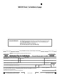 Form 540-ES Estimated Tax for Individuals - California