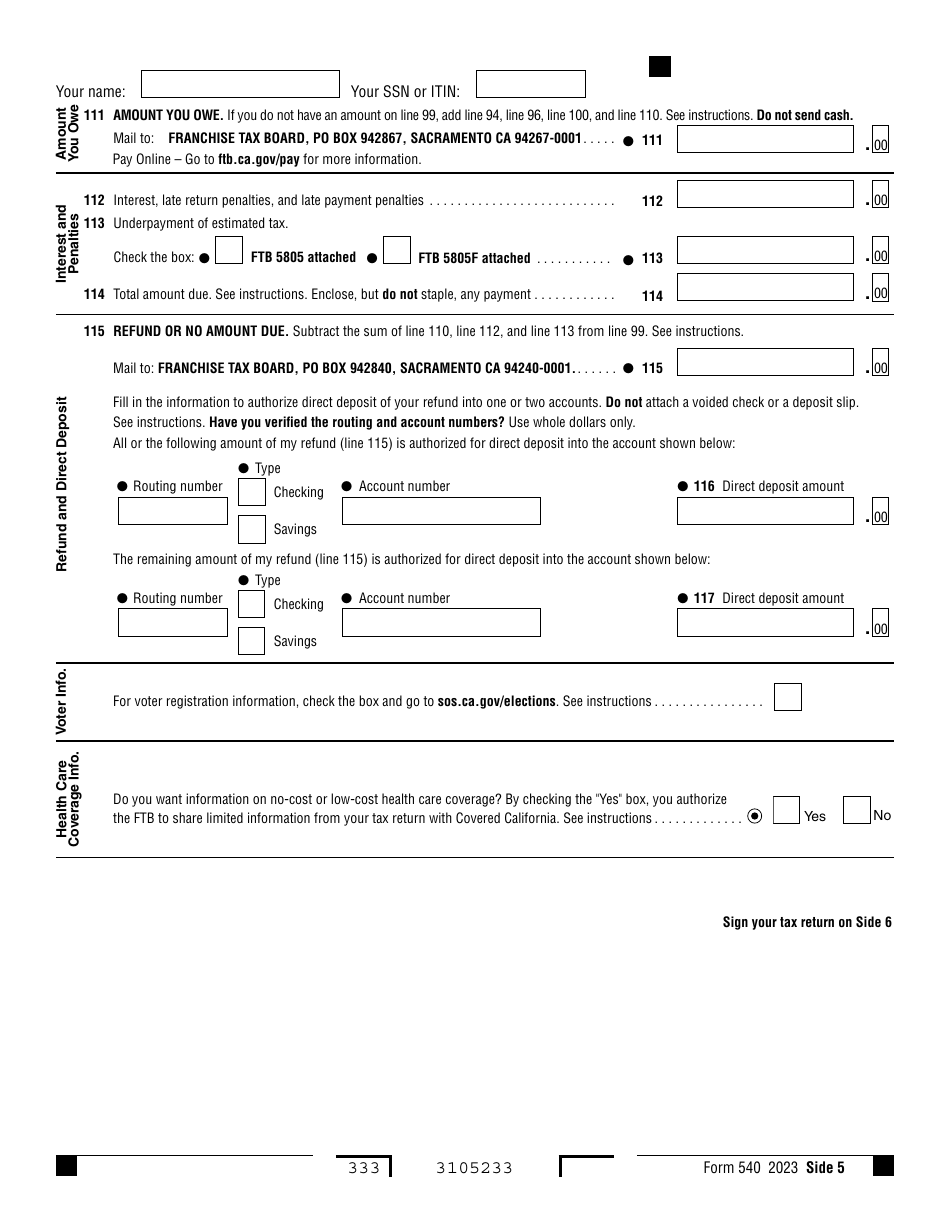 Form 540 California Resident Income Tax Return - California, Page 5