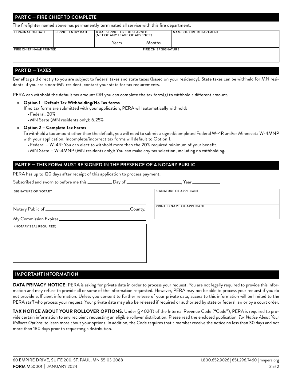 Form M50001 Fill Out, Sign Online and Download Fillable PDF