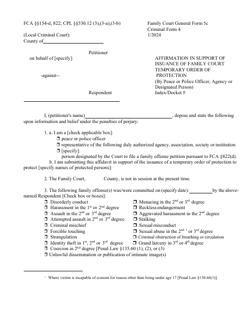 Criminal Form 4 (General Form 5C)  Printable Pdf