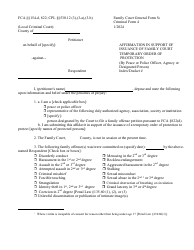 Criminal Form 4 (General Form 5C) Affirmation in Support of Issuance of Family Court Temporary Order of Protection (By Peace or Police Officer, Agency or Designated Person) - New York