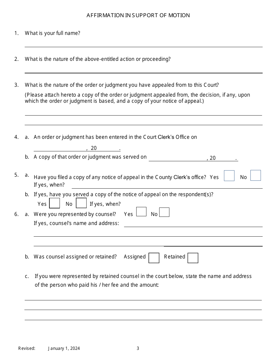 Notice of Motion for Permission to Proceed as Poor Person on Appeal - New York, Page 3