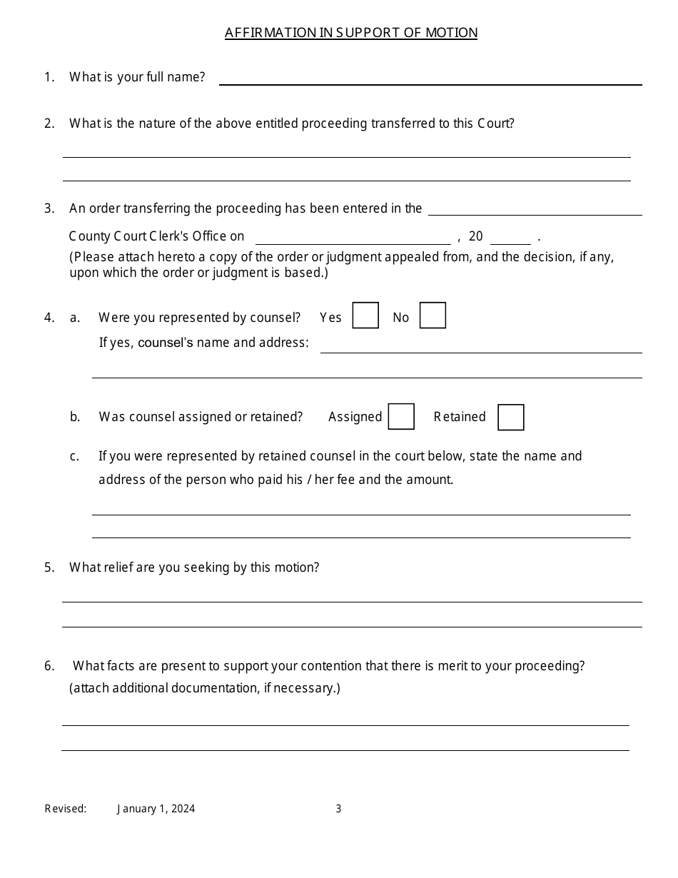 Notice of Motion for Permission to Proceed as Poor Person in Transferred Proceeding - New York, Page 3