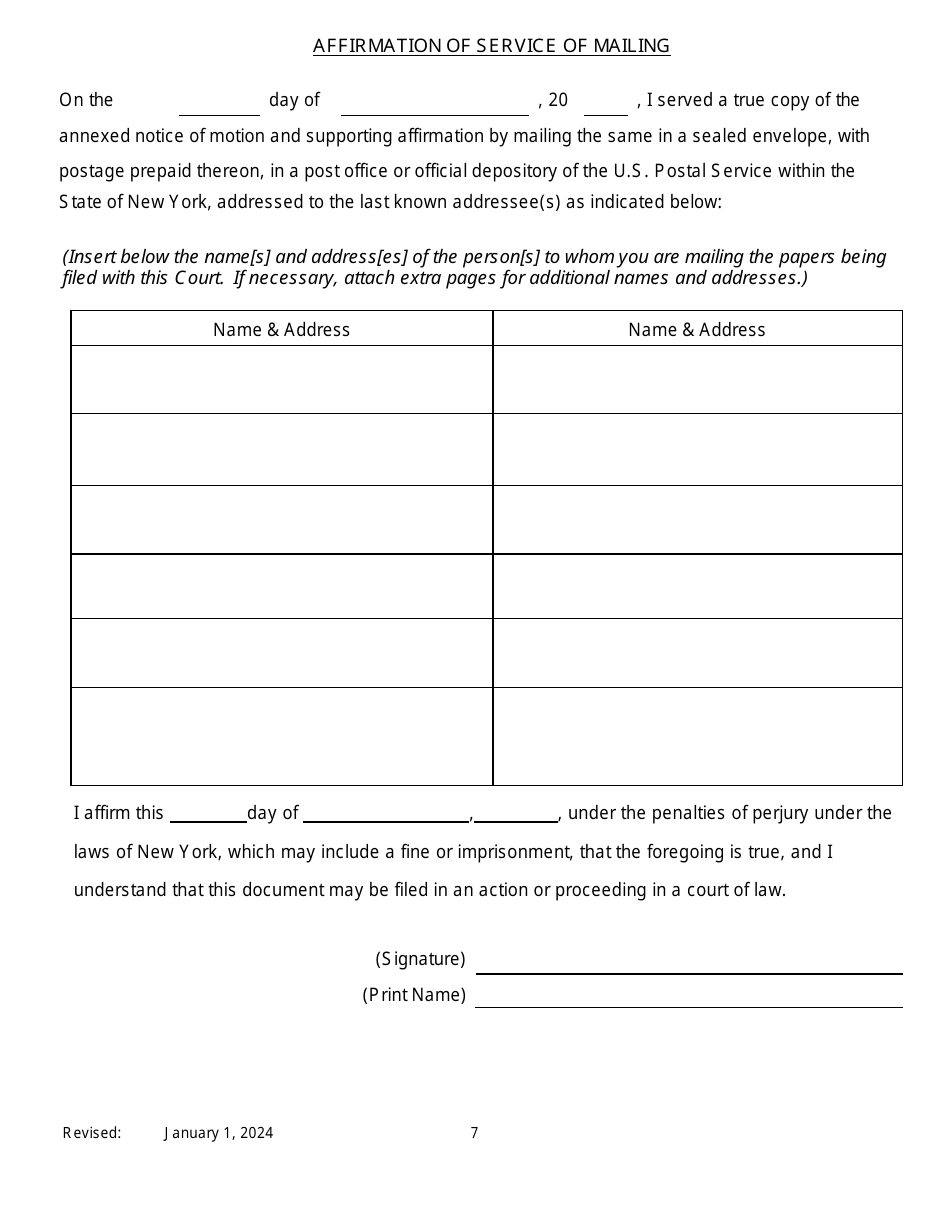 Notice of Motion for Permission to Proceed as Poor Person in Transferred Proceeding - New York, Page 7