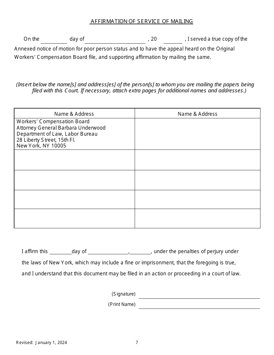 Notice of Motion for Permission to Proceed as Poor Person on Appeal and to Have the Appeal Heard on the Original Board File - New York, Page 7