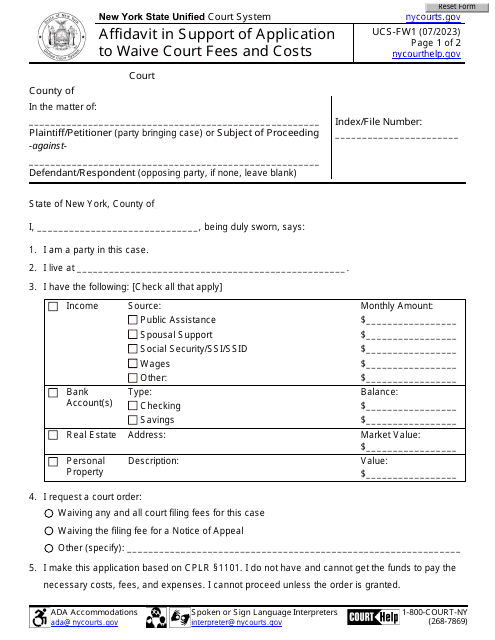 Form UCS-FW1  Printable Pdf