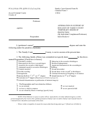Document preview: General Form 5B (Criminal Form 3) Affirmation in Support of Issuance of Family Court Temporary Order of Protection (By Individual Complainant/Petitioner) - New York