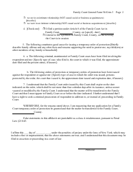 General Form 5B (Criminal Form 3) Affirmation in Support of Issuance of Family Court Temporary Order of Protection (By Individual Complainant/Petitioner) - New York, Page 2