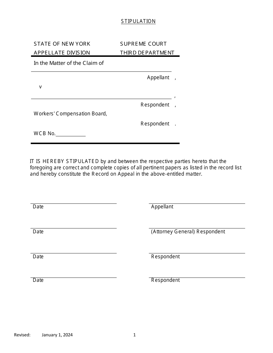 New York Stipulation - Fill Out, Sign Online and Download PDF ...