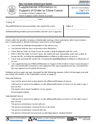 Document preview: Form UCS-CC-5 Supplemental Affirmation in Support of Order to Show Cause to Vacate a Default Judgment for Failure to Appear and/or Failure to Answer - New York