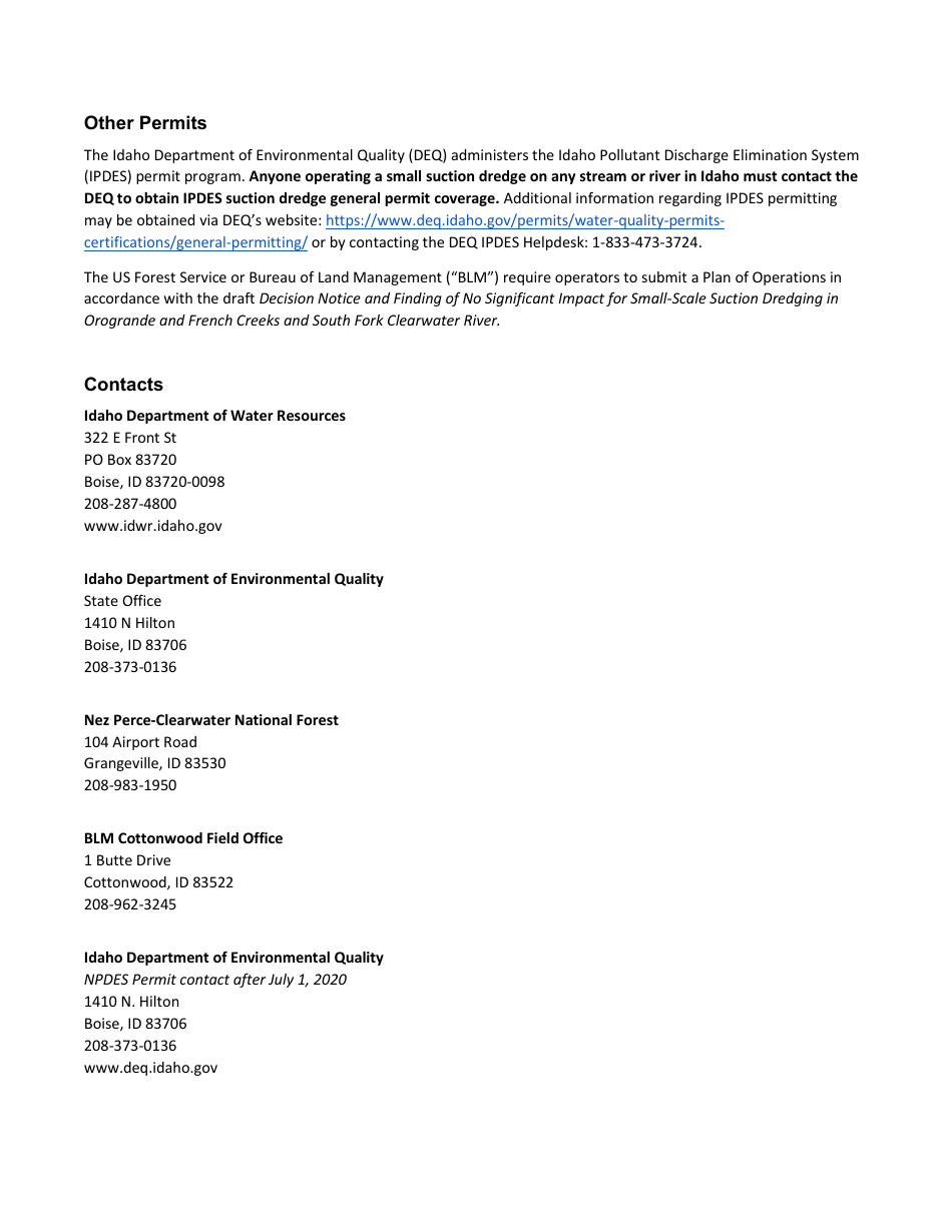 Idwr South Fork Clearwater River Special Supplement Application - Idaho, Page 2