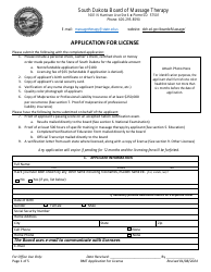 Application for License - South Dakota