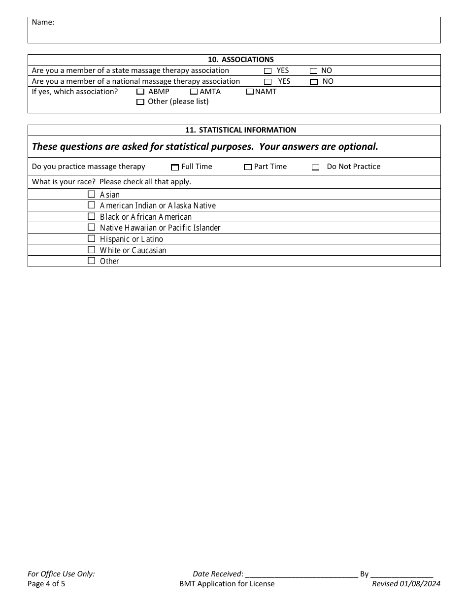 Application for License - South Dakota, Page 4