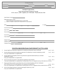 Document preview: Physical Therapy License Renewal Application - South Dakota