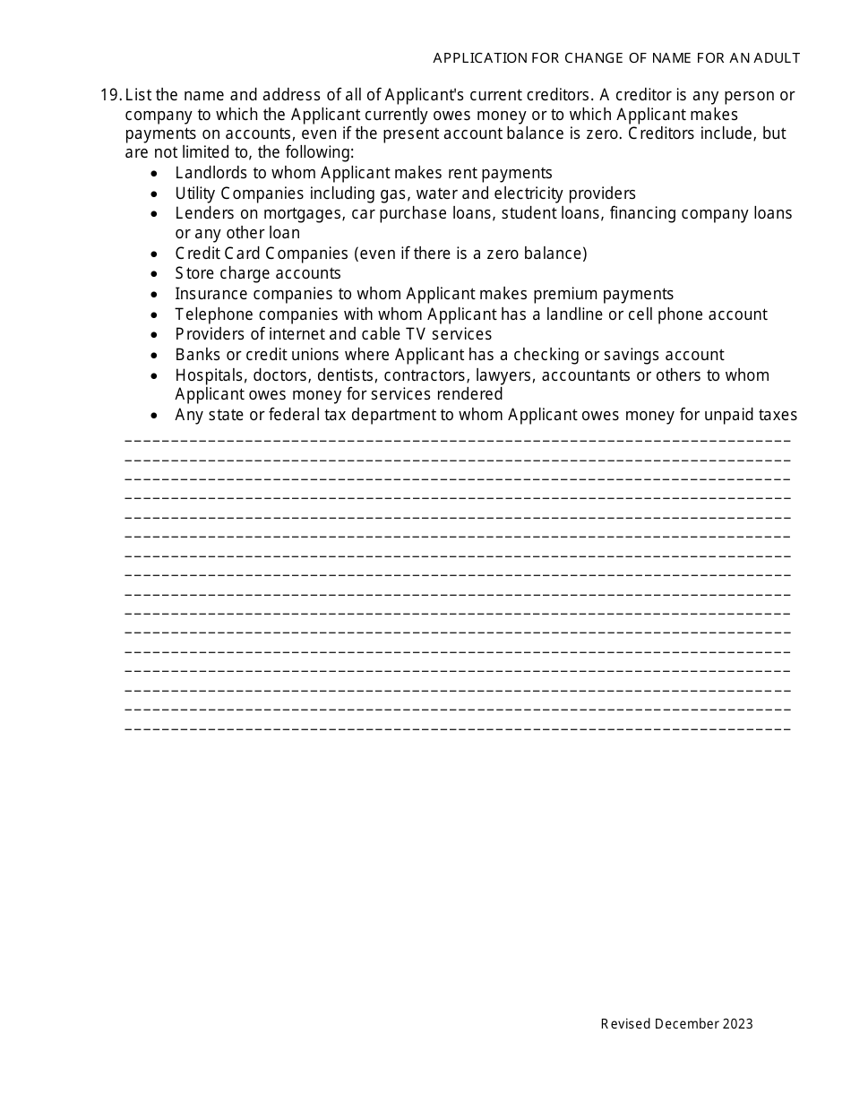 Application for Change of Name of an Adult - Washington, D.C., Page 4